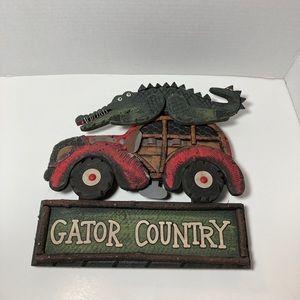 Wild And Woody Wood Gator Country Sign Alligator Florida LA Rustic
